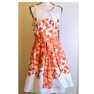 Leslie Fay White/Orange Dress